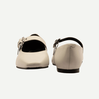 White Square Toe Ballet Flats