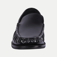 Men's Black Leather Penny Loafers