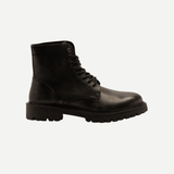 Black Grey Leather Boots