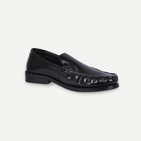 Men's Black Leather Penny Loafers