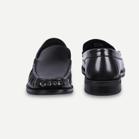 Men's Black Leather Penny Loafers