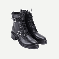 Black Lace-Up Ankle Boots