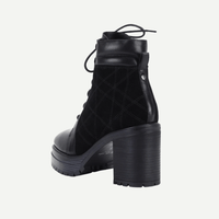 Black Lace-Up Heeled Boots