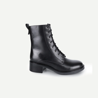 Venus Leather Lace-Up Biker Boots