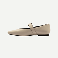 White Square Toe Ballet Flats
