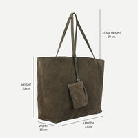 Olive Suede Tote Bag