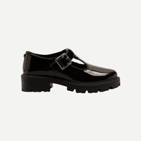 Black Patent Chunky School Shoes