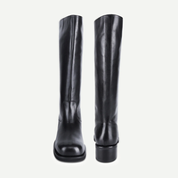 Helia Black Leather Knee High Boots