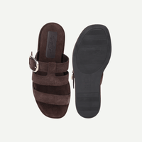Brown Suede Buckle Sandals