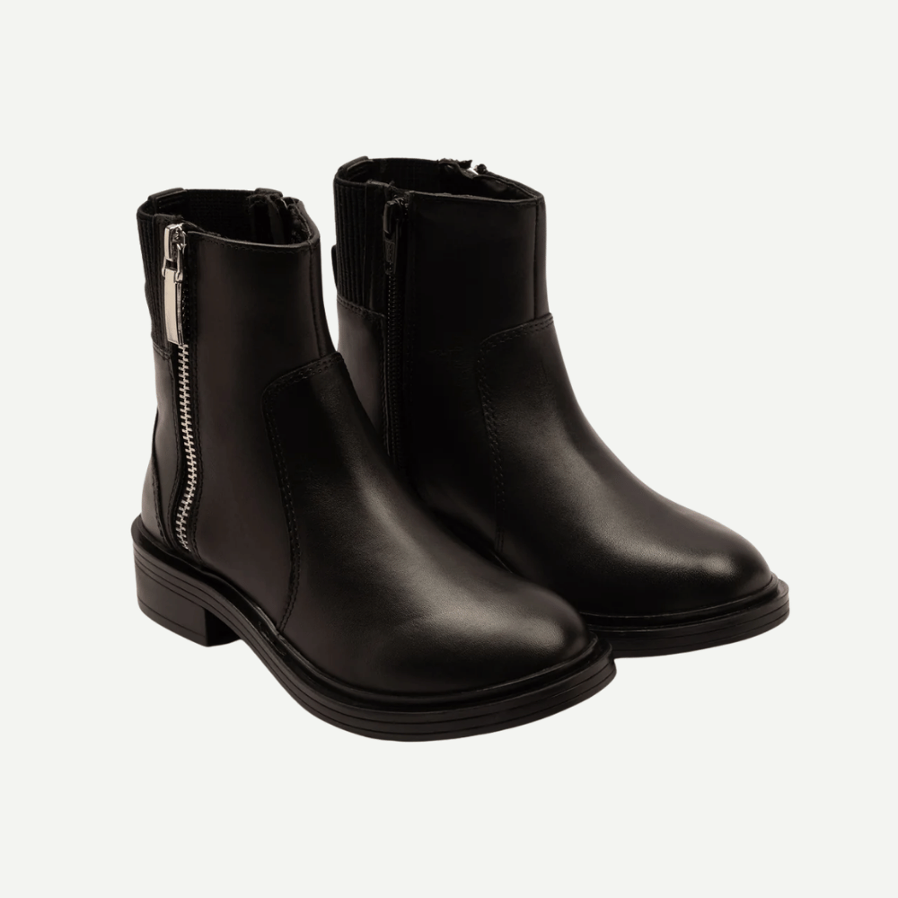 Girls’ Black Leather School Loafers
