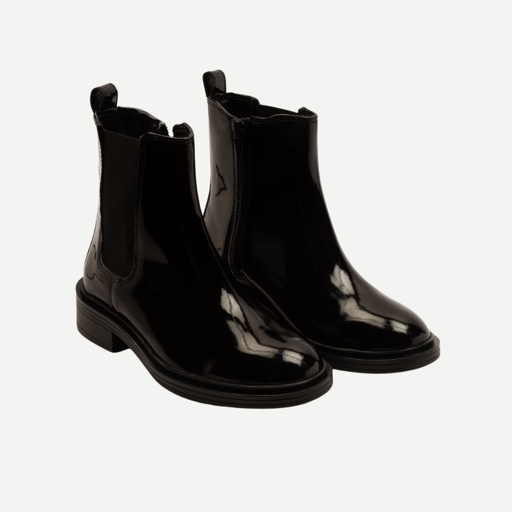 Girls’ Black Patent Chelsea Boots