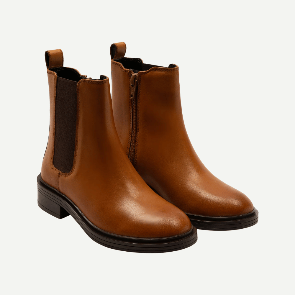 Girls’ Tan Leather Chelsea Boots